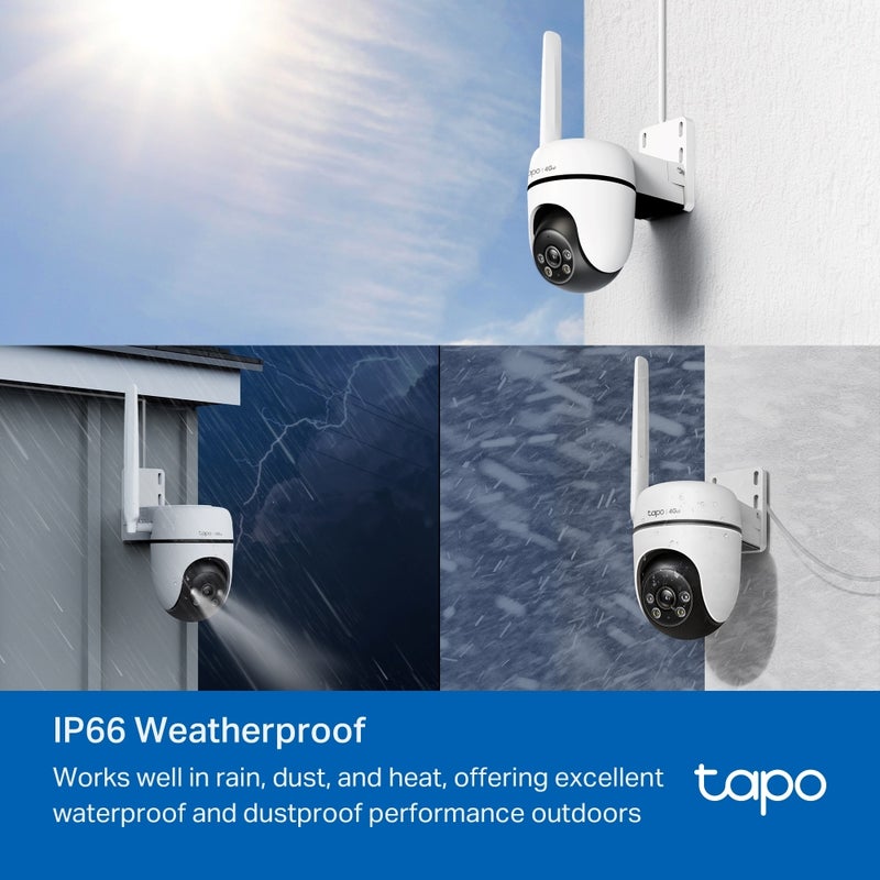 Tapo C501GW Outdoor Pan/Tilt 4G LTE Camera with 360° Rotation, 1080P Full HD, Starlight Color Night Vision, AI Detection, Sound and Light Alarm, and IP66 Weatherproofing for Remote Surveillance Anywhere
