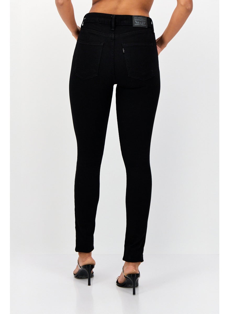 Women Skinny Fit Plain Stretchable Jeans, Black