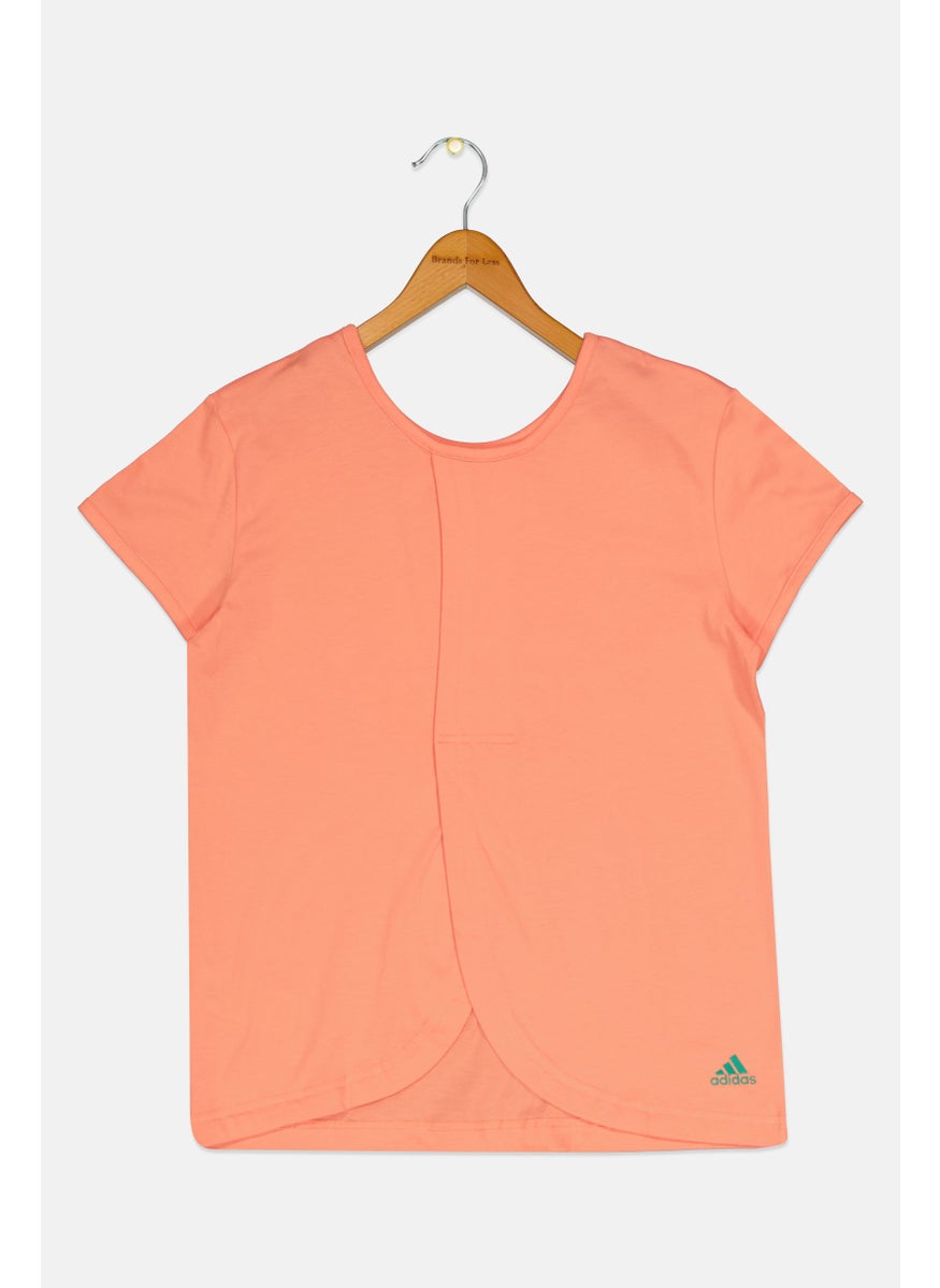 Kids Girl Short Sleeve Outdoor T-shirt, Peach