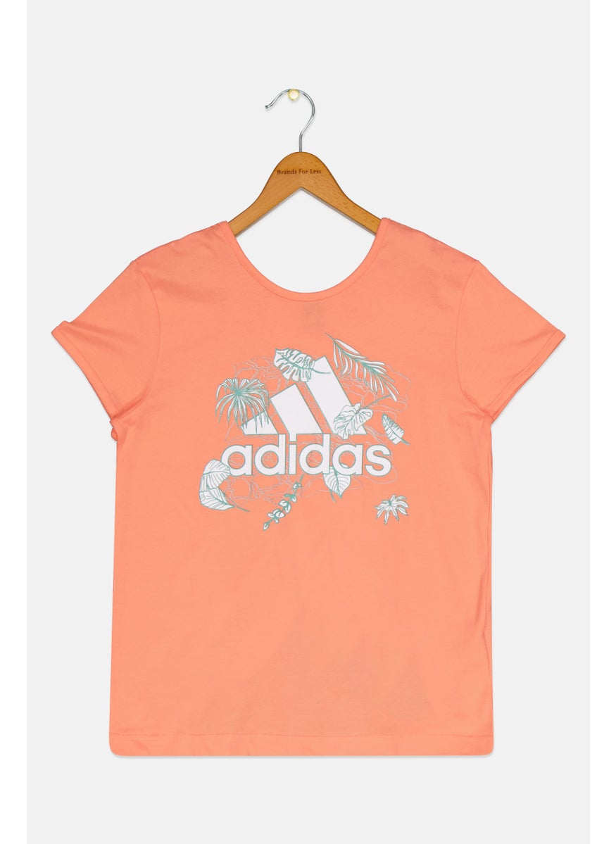 Kids Girl Short Sleeve Outdoor T-shirt, Peach