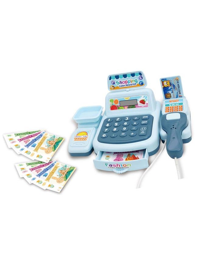 Cash Register Toy with Scanner Lights Sounds Effect Interactive Kids Supermarket Checkout for Children