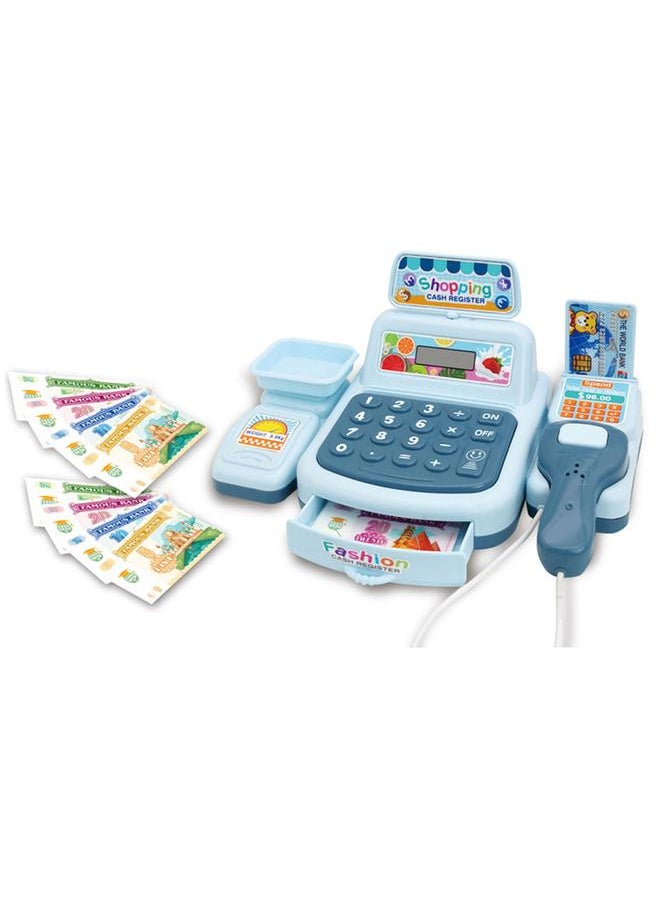 Cash Register Toy with Scanner Lights Sounds Effect Interactive Kids Supermarket Checkout for Children