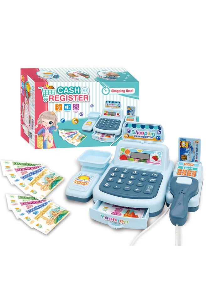 Cash Register Toy with Scanner Lights Sounds Effect Interactive Kids Supermarket Checkout for Children