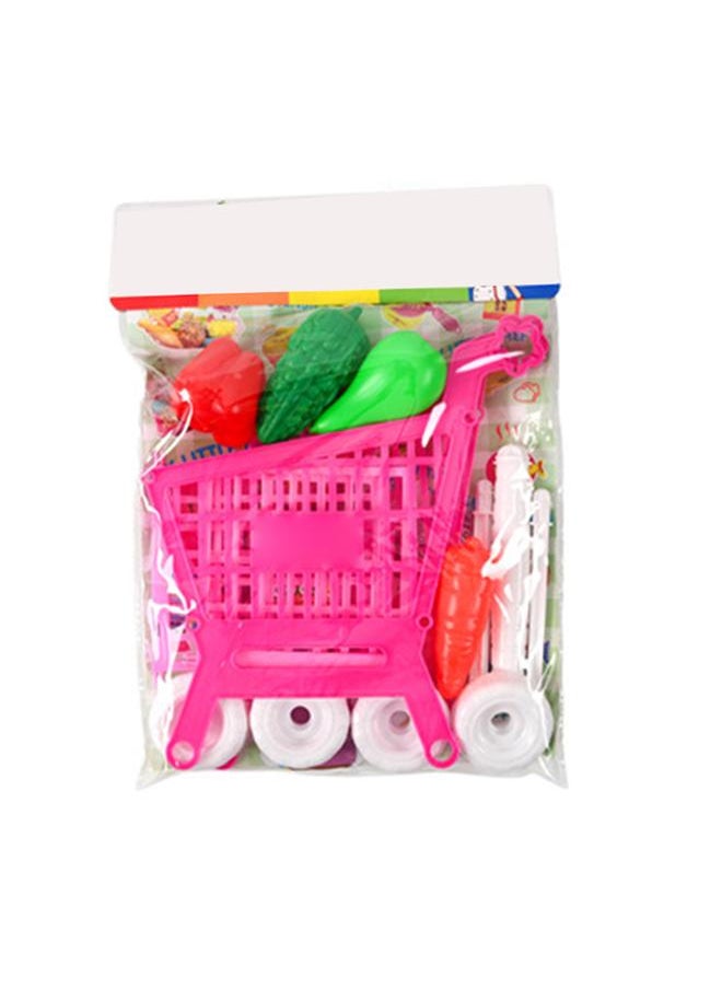 21pcs Kids Shopping Cart Trolley Play Set Lovely Reliable Toy for Children Role Playing