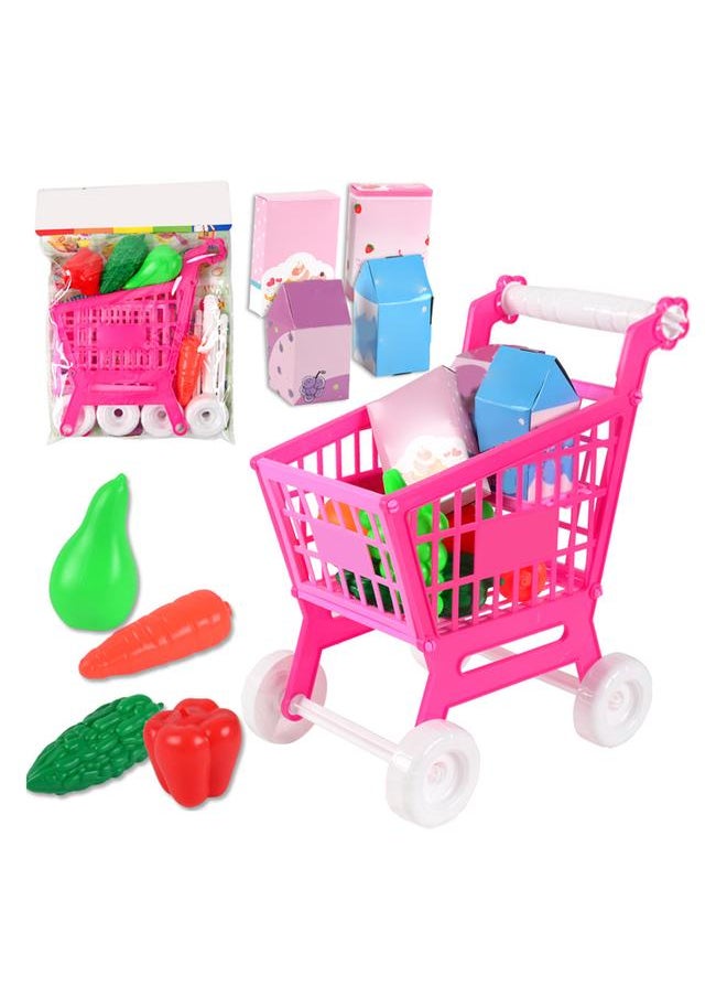 21pcs Kids Shopping Cart Trolley Play Set Lovely Reliable Toy for Children Role Playing