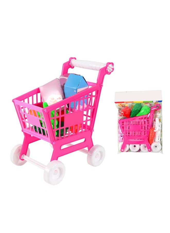 21pcs Kids Shopping Cart Trolley Play Set Lovely Reliable Toy for Children Role Playing