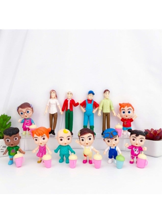 12 Figure Pack - JJ & Family Set and Friends Toys for Kids, Infants Preschoolers