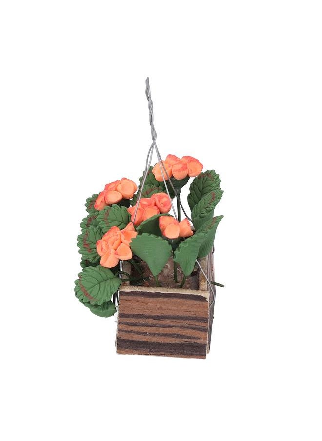 1:12 Scale Miniature Hanging Flower Basket High Simulation Dollhouse Plant Pot for Decoration