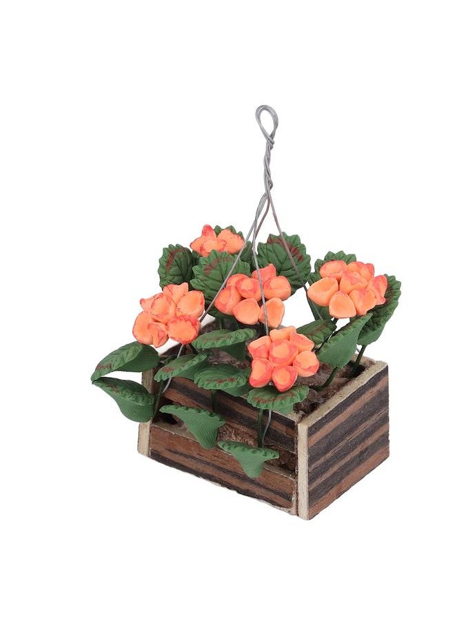 1:12 Scale Miniature Hanging Flower Basket High Simulation Dollhouse Plant Pot for Decoration