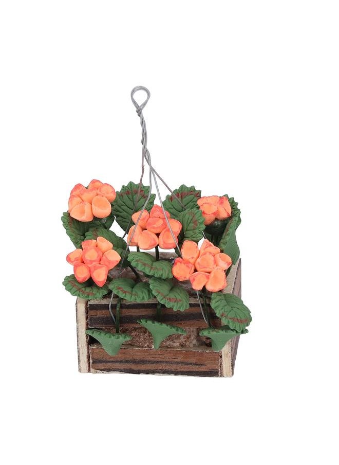 1:12 Scale Miniature Hanging Flower Basket High Simulation Dollhouse Plant Pot for Decoration