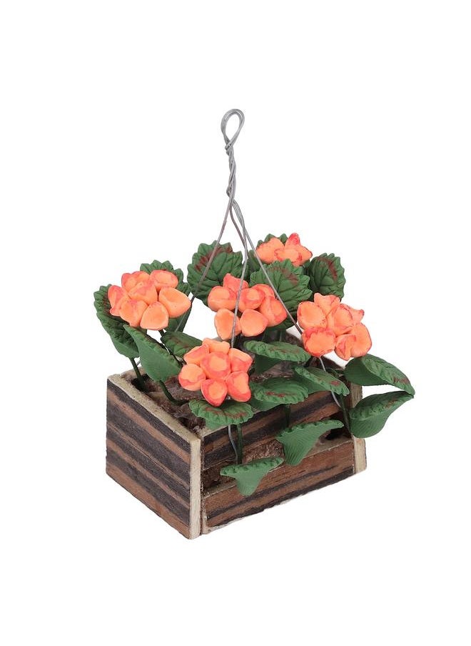 1:12 Scale Miniature Hanging Flower Basket High Simulation Dollhouse Plant Pot for Decoration