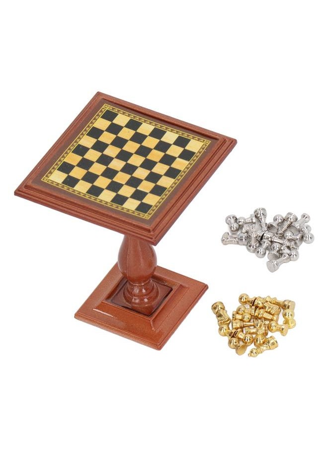 1:12 Dollhouse Magnetic Chess Alloy Simulation Miniature with Table Leg for 1/12 1/6 Decoration