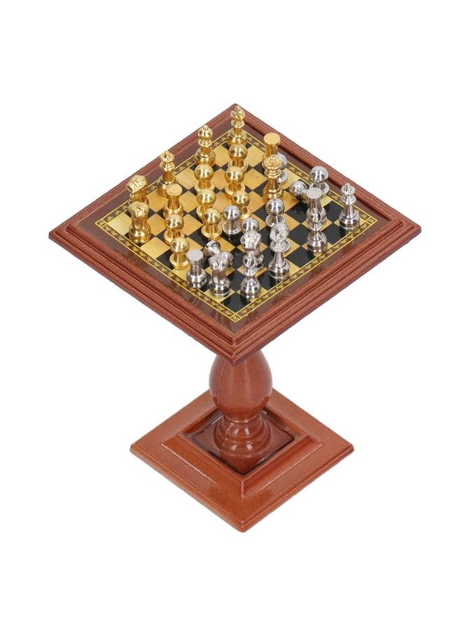 1:12 Dollhouse Magnetic Chess Alloy Simulation Miniature with Table Leg for 1/12 1/6 Decoration