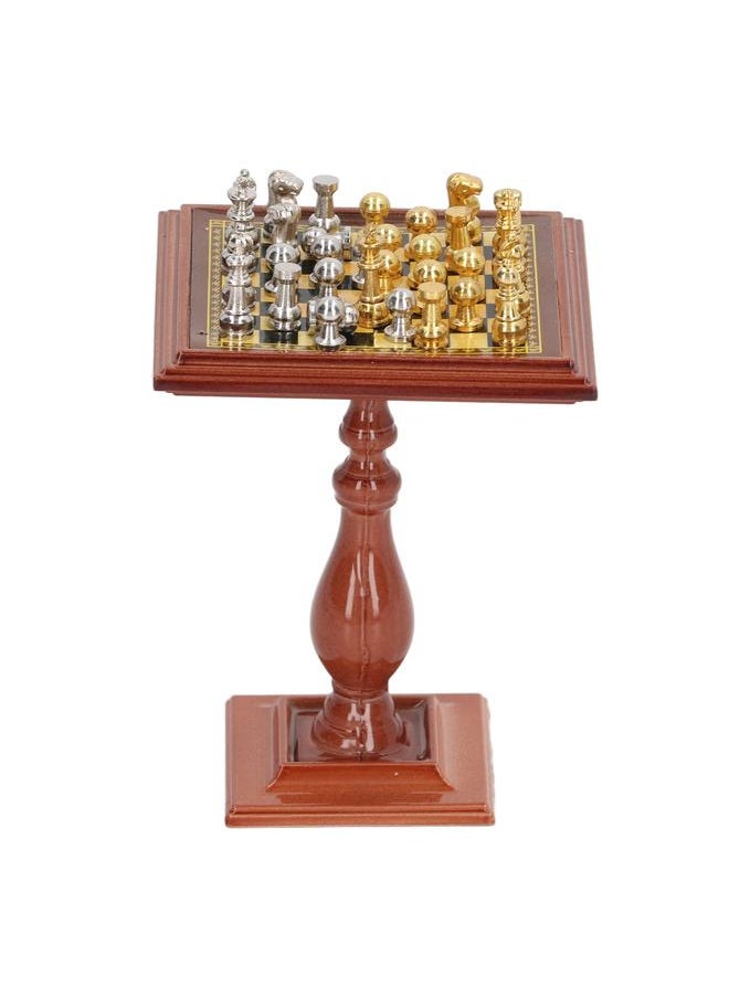 1:12 Dollhouse Magnetic Chess Alloy Simulation Miniature with Table Leg for 1/12 1/6 Decoration