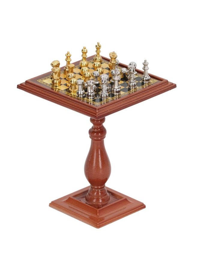 1:12 Dollhouse Magnetic Chess Alloy Simulation Miniature with Table Leg for 1/12 1/6 Decoration