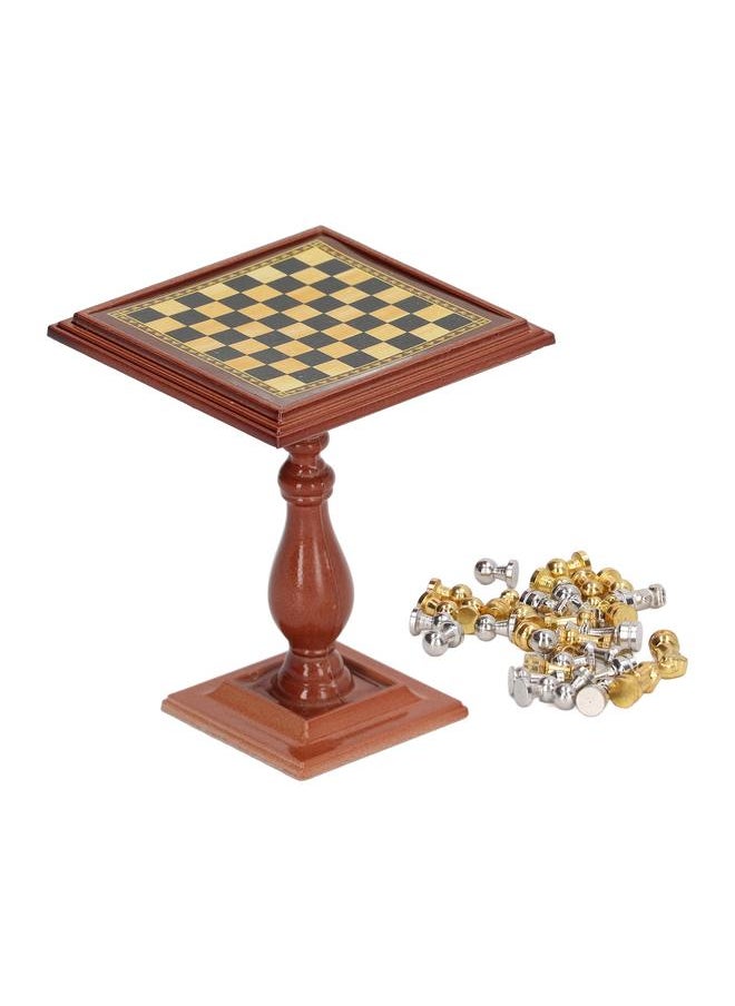 1:12 Dollhouse Magnetic Chess Alloy Simulation Miniature with Table Leg for 1/12 1/6 Decoration