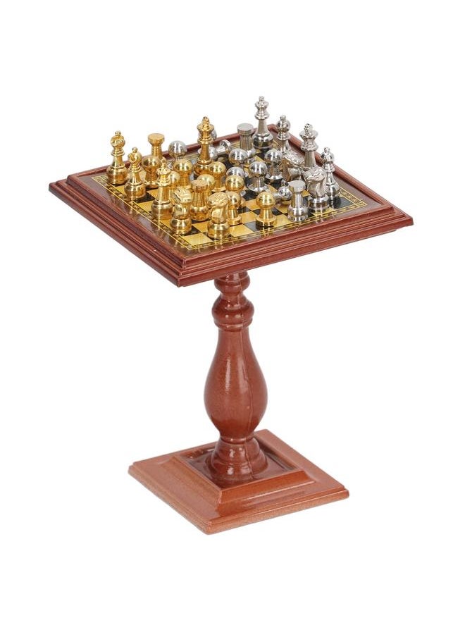 1:12 Dollhouse Magnetic Chess Alloy Simulation Miniature with Table Leg for 1/12 1/6 Decoration