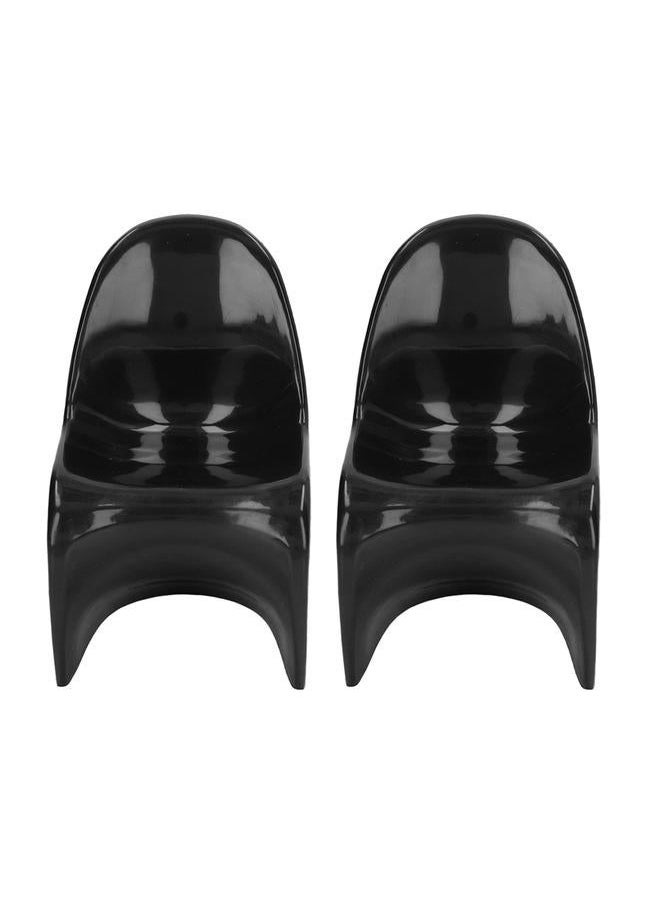 2pcs Miniature Chair 1/6 Scale Casual Cute Style DIY Small Plastic Material 14x9x8cm Doll House Toys for Ornaments Black