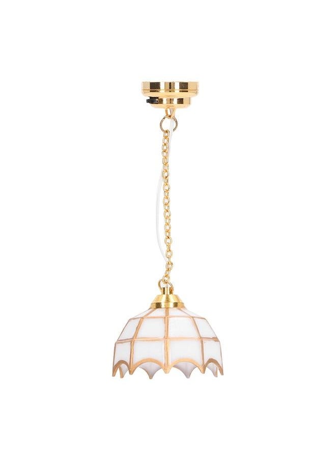 1:12 Dollhouse Ceiling Lamp Model Metal White Miniature LED Decoration Accessory