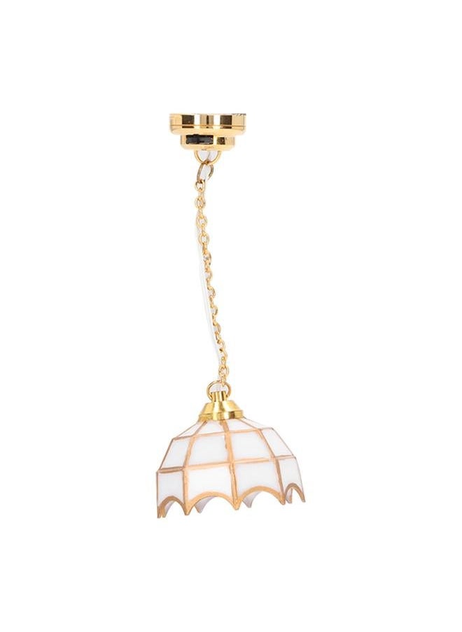 1:12 Dollhouse Ceiling Lamp Model Metal White Miniature LED Decoration Accessory