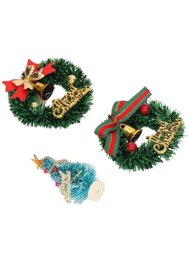 14 Pcs Dollhouse Christmas Decorations Wreaths Trees Vivid Details Add Festive Ambience Accessories