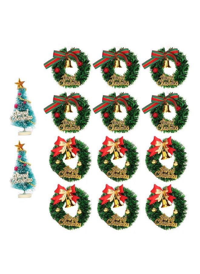 14 Pcs Dollhouse Christmas Decorations Wreaths Trees Vivid Details Add Festive Ambience Accessories