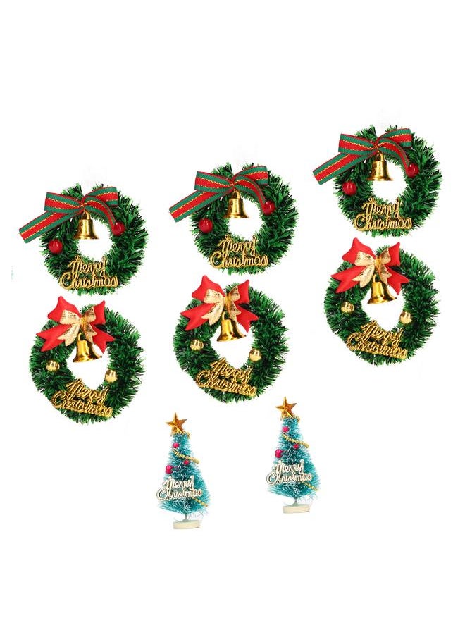 14 Pcs Dollhouse Christmas Decorations Wreaths Trees Vivid Details Add Festive Ambience Accessories