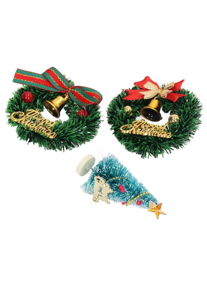 14 Pcs Dollhouse Christmas Decorations Wreaths Trees Vivid Details Add Festive Ambience Accessories
