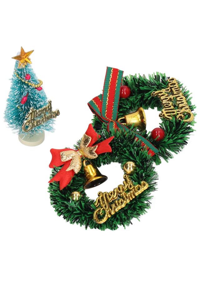 14 Pcs Dollhouse Christmas Decorations Wreaths Trees Vivid Details Add Festive Ambience Accessories