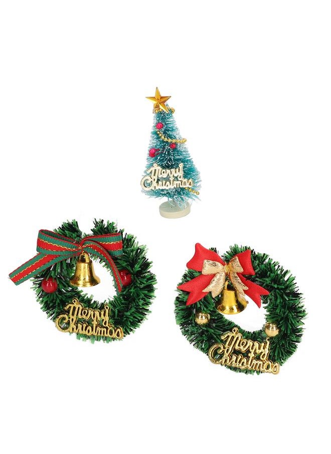 14 Pcs Dollhouse Christmas Decorations Wreaths Trees Vivid Details Add Festive Ambience Accessories