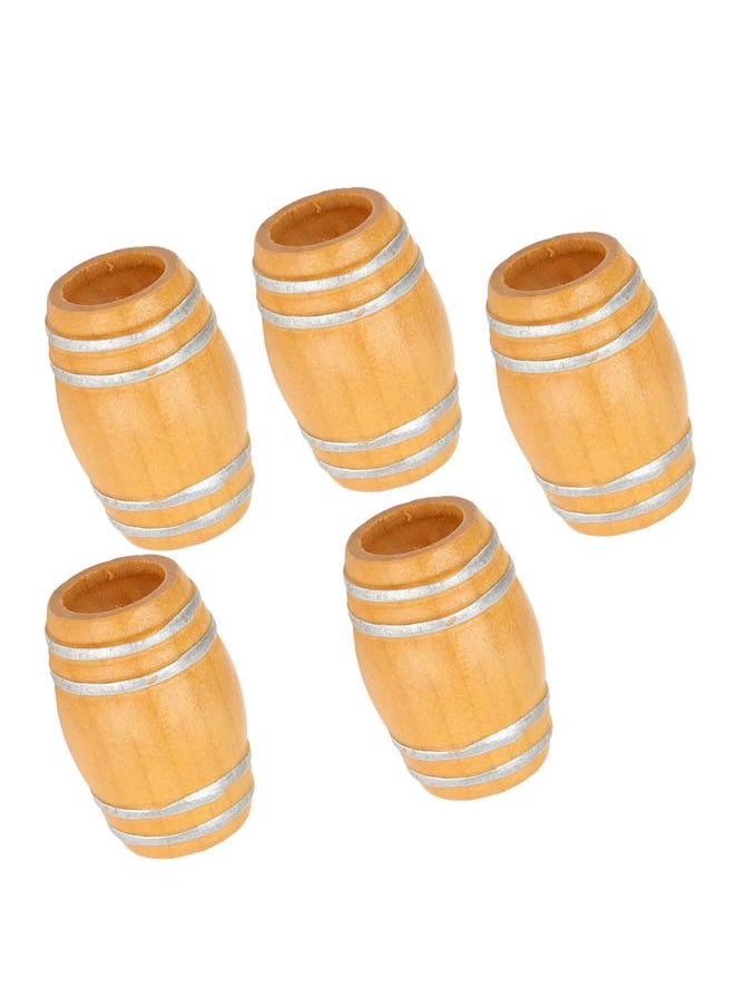 5pcs Miniature Wooden Beer Barrel Simulation Vintage 1:12 Dollhouse Wine Model for Accessories