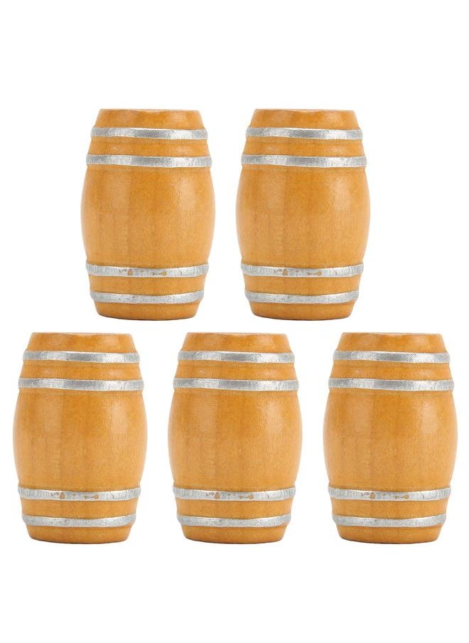 5pcs Miniature Wooden Beer Barrel Simulation Vintage 1:12 Dollhouse Wine Model for Accessories