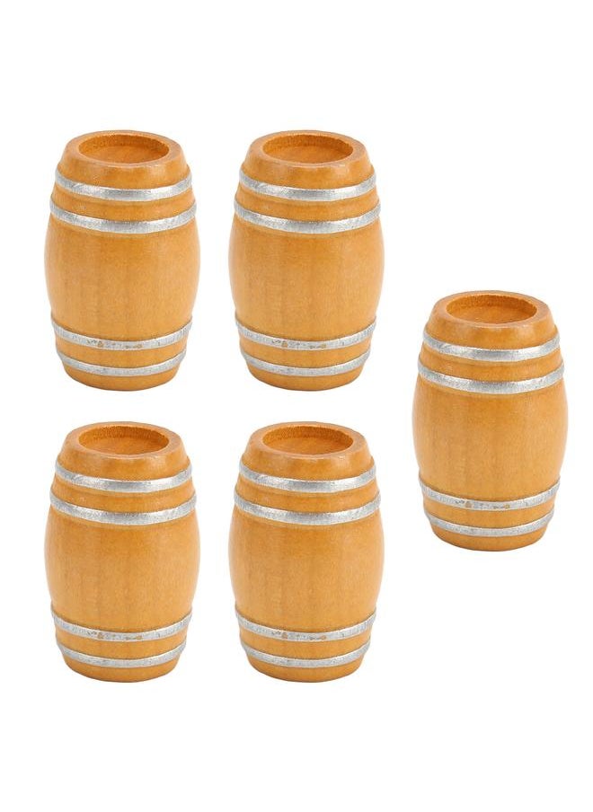 5pcs Miniature Wooden Beer Barrel Simulation Vintage 1:12 Dollhouse Wine Model for Accessories