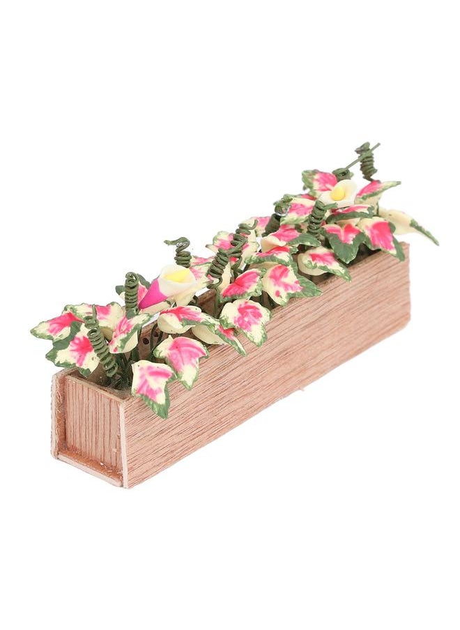 1:12 Scale Miniature Potted Plant High Simulation Red Leaves Resin Wood Dollhouse Decoration