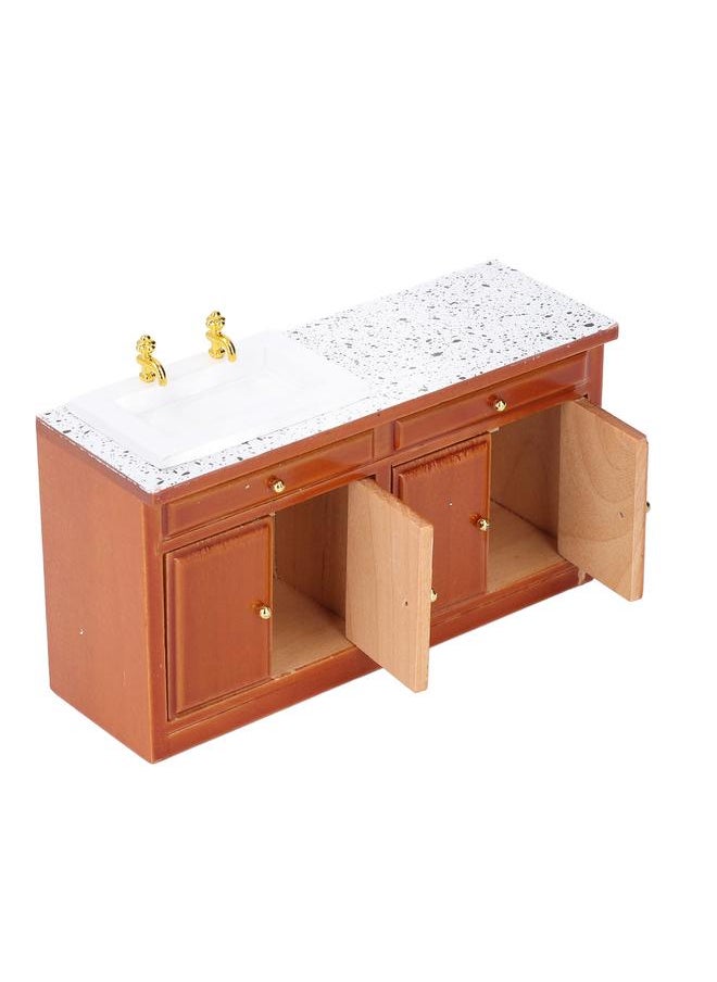 1: 12 Scale Dollhouse Sink Models Furniture Decorative Marble Miniature Kitchen Cabinet