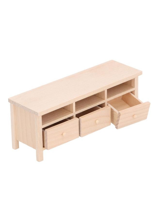 Miniature TV Cabinet Simulation Drawers Design Decorative Wooden Furniture Model for 1/12 Dollhouse Plain