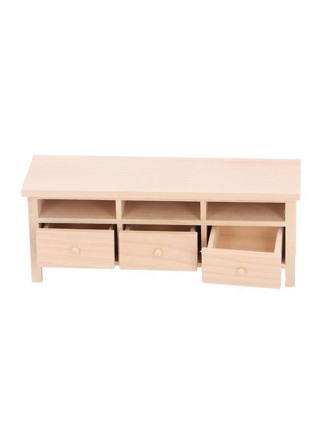 Miniature TV Cabinet Simulation Drawers Design Decorative Wooden Furniture Model for 1/12 Dollhouse Plain