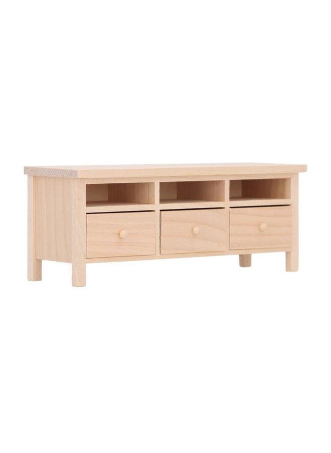 Miniature TV Cabinet Simulation Drawers Design Decorative Wooden Furniture Model for 1/12 Dollhouse Plain