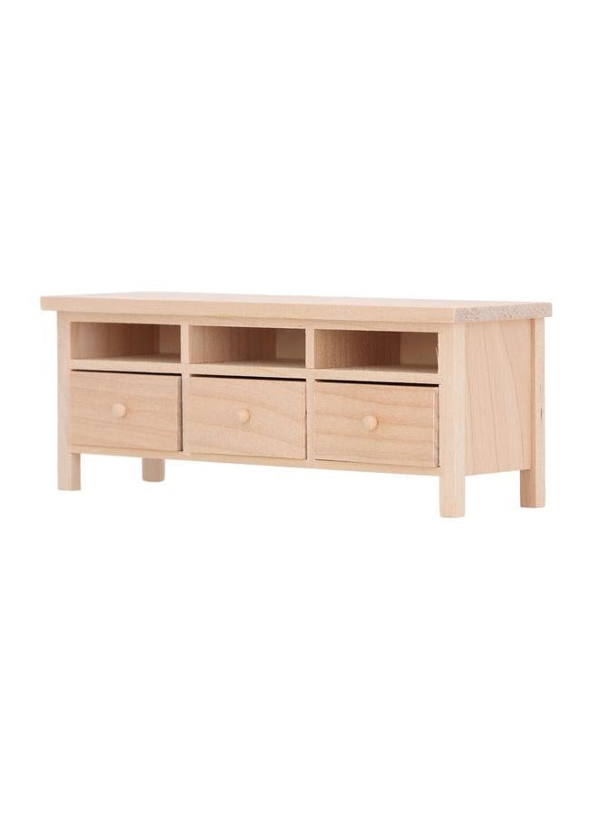 Miniature TV Cabinet Simulation Drawers Design Decorative Wooden Furniture Model for 1/12 Dollhouse Plain