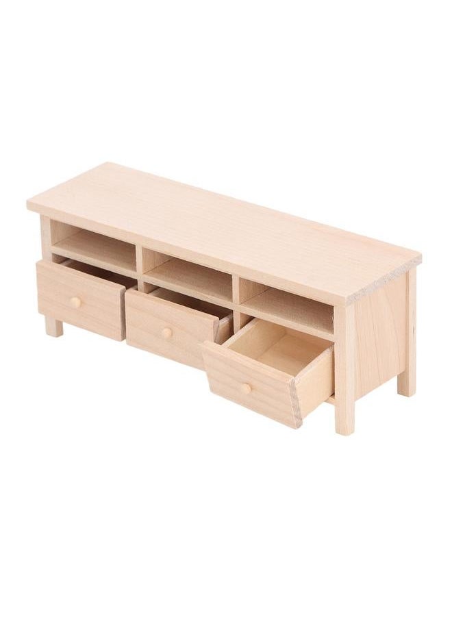 Miniature TV Cabinet Simulation Drawers Design Decorative Wooden Furniture Model for 1/12 Dollhouse Plain