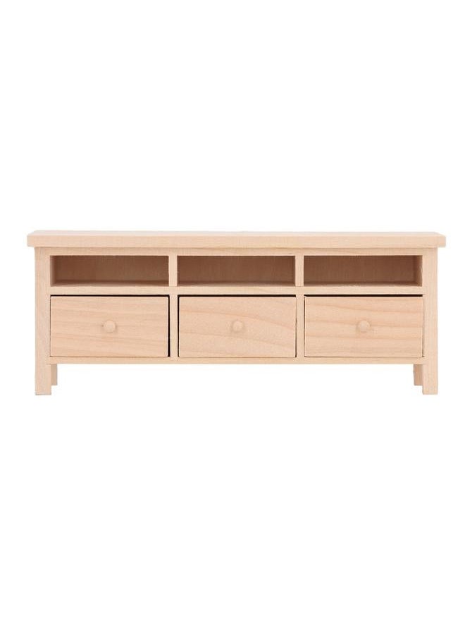 Miniature TV Cabinet Simulation Drawers Design Decorative Wooden Furniture Model for 1/12 Dollhouse Plain