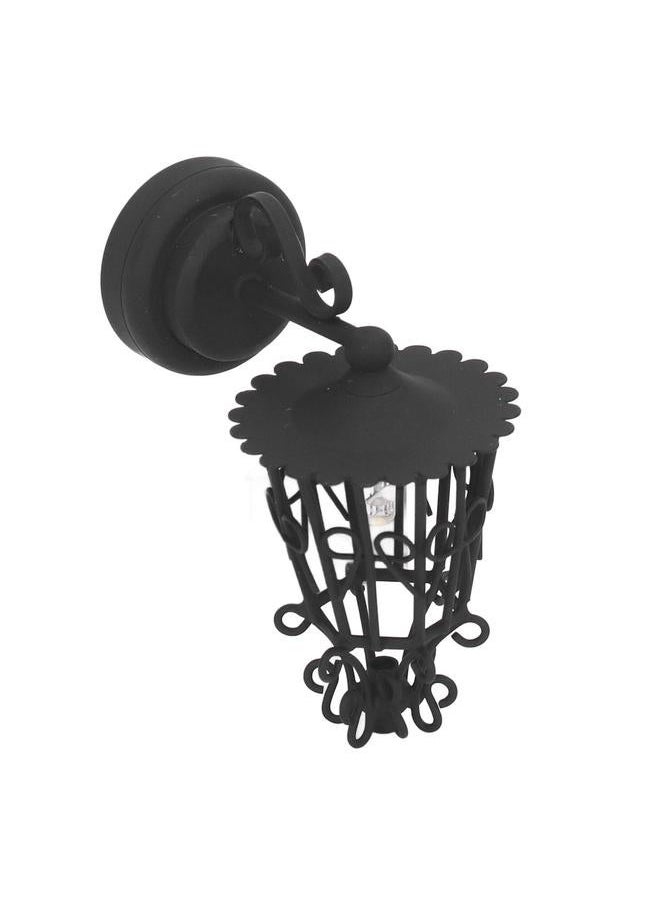 Dollhouse Wall Lamp Battery Powered Old Fashioned with Back Magnet for 1/12 Dollhouses Black