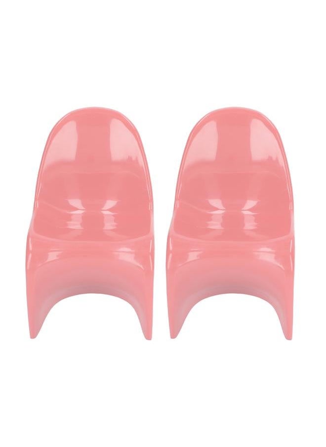 2pcs Miniature Chair 1/6 Scale Casual Cute Style DIY Small Plastic Material 14x9x8cm Doll House Toys for Ornaments Pink