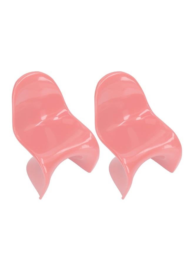2pcs Miniature Chair 1/6 Scale Casual Cute Style DIY Small Plastic Material 14x9x8cm Doll House Toys for Ornaments Pink
