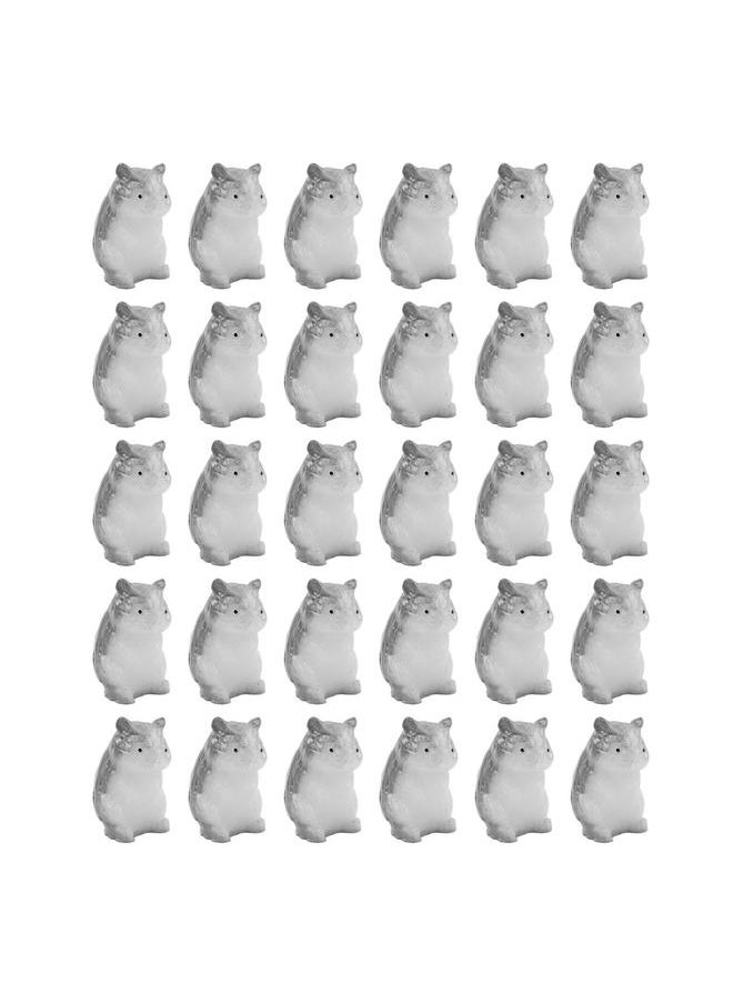 30Pcs Dollhouse Resin Hamster Figurine Cute Vivid Miniature Animal Figure for 1/12 1/6 Grey