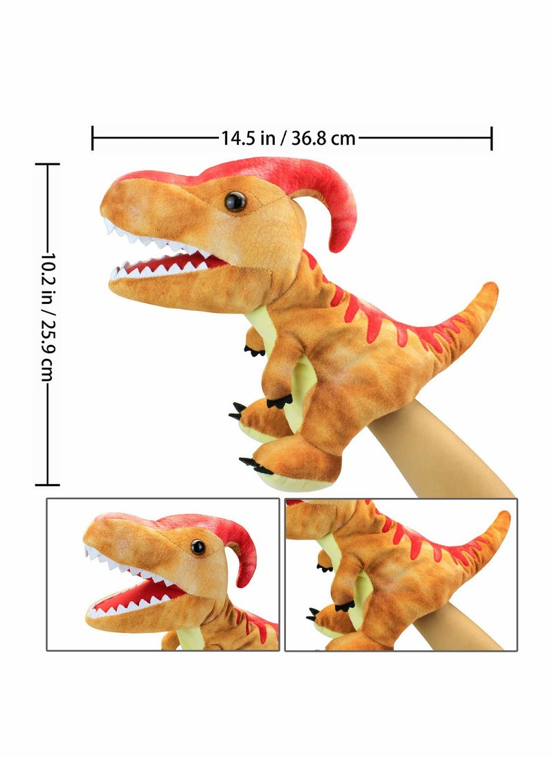 Dinosaur Hand Puppets, Paractenosaurus Jurassic World Stuffed Animal Cute Soft Plush Toy, Open Movable Mouth Finger Gift, Birthday Gifts for Kids, Creative Role Play