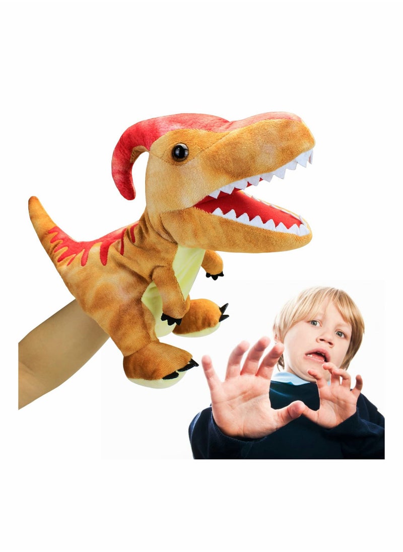 Dinosaur Hand Puppets, Paractenosaurus Jurassic World Stuffed Animal Cute Soft Plush Toy, Open Movable Mouth Finger Gift, Birthday Gifts for Kids, Creative Role Play