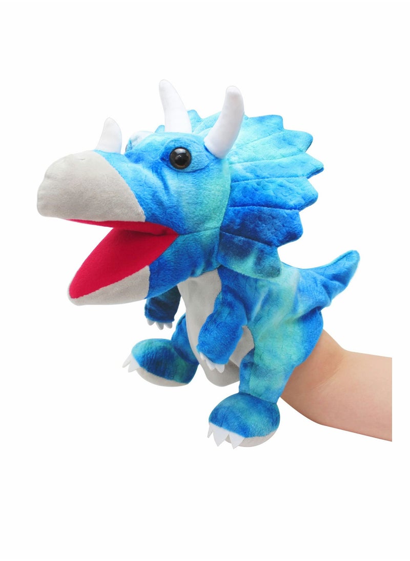 Dinosaur Hand Puppets, Triceratops Jurassic World Stuffed Animal Cute Soft Plush Toy, Open Movable Mouth Finger Gift, Birthday Gifts for Kids, Creative Role Play