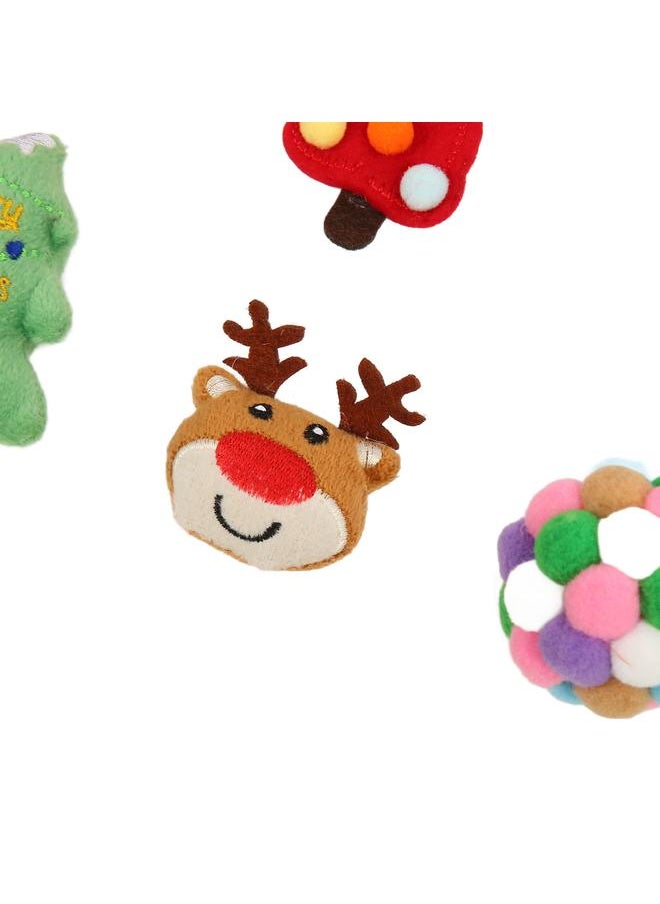 14pcs Christmas Cat Toys Interactive Fun Colorful Feathers Plush Socks Themed Kitten