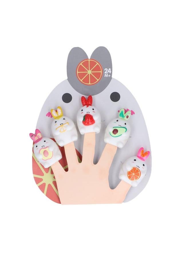 Rabbit Finger Puppets Silicone Relief Teether Pain Bath Animal Dolls for Toddlers